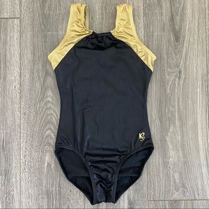 k-Bee adult small black & gold leotard